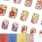 Press-On Nail Set Floral Durable Acrylic 24 Piece