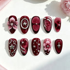 Press-On Nail Set Floral Durable & Flexible