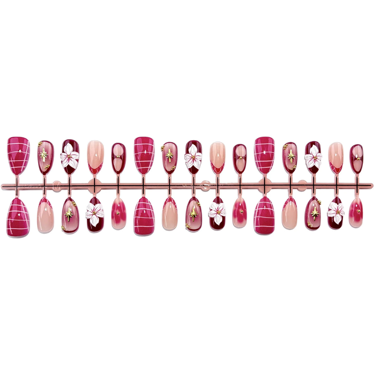 Press-On Nail Set Floral Durable & Flexible