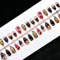 Press-On Nail Set Floral Embellished Adhesive-Backed & Reusable