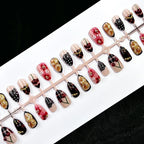 Press-On Nail Set Floral Embellished Adhesive-Backed & Reusable