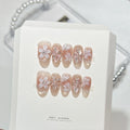 Press-On Nail Set Floral Embellished Adhesive & Reusable