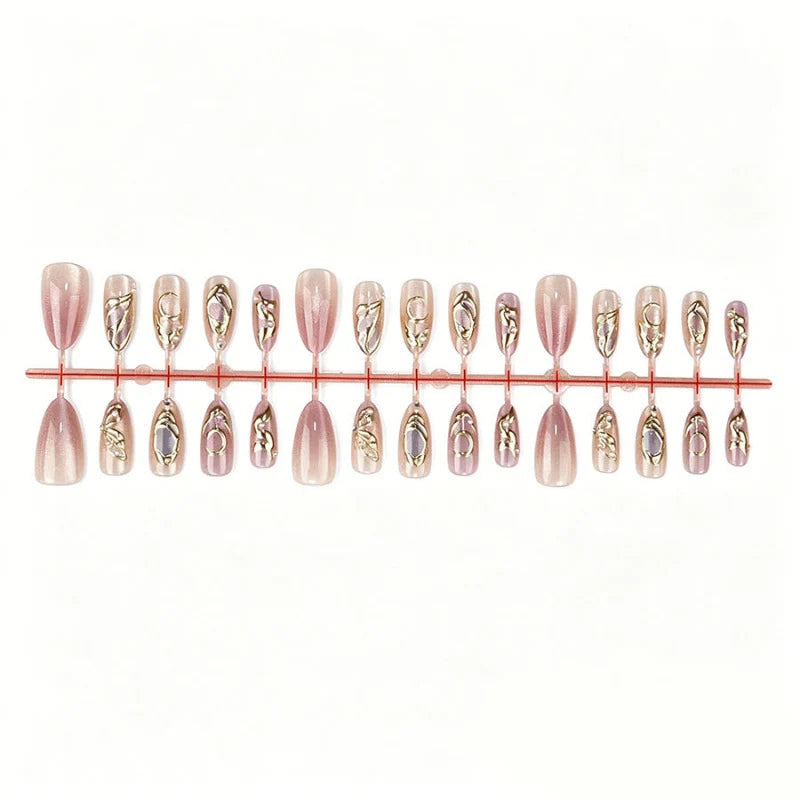 Press-On Nail Set Floral Embellished Comfort Fit & Easy Application