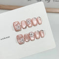 Press-On Nail Set Floral Embellished Crystal Accent Peel-And-Stick