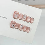 Press-On Nail Set Floral Embellished Crystal Accent Peel-And-Stick