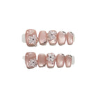 Press-On Nail Set Floral Embellished Crystal Accent Peel-And-Stick
