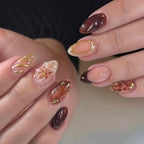 Press-On Nail Set Floral Embellished Easy Application