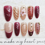 Press-On Nail Set Floral Embellished Easy Application