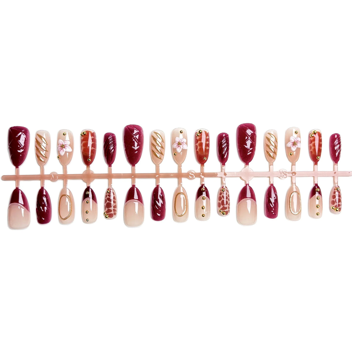 Press-On Nail Set Floral Embellished Easy Application