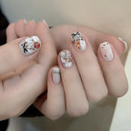 Press-On Nail Set Floral Embellished Easy Apply & Remove