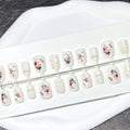 Press-On Nail Set Floral Embellished Easy Apply & Remove