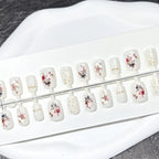 Press-On Nail Set Floral Embellished Easy Apply & Remove