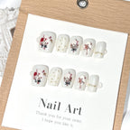 Press-On Nail Set Floral Embellished Easy Apply & Remove