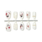 Press-On Nail Set Floral Embellished Easy Apply & Remove