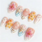 Press-On Nail Set Floral Embellished Glue-Free & Long-Lasting