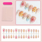 Press-On Nail Set Floral Embellished Glue-Free & Long-Lasting