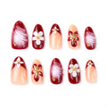 Press-On Nail Set Floral Embellished Glue-Free & Reusable