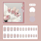 Press-On Nail Set Floral Embellished Glue-On & Reusable