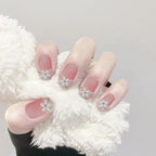 Press-On Nail Set Floral Embellished Glue-On & Reusable