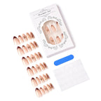 Press-On Nail Set Floral Embellished & Gold Accents