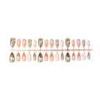 Press-On Nail Set Floral-Embellished High-Gloss Multiple Sizes