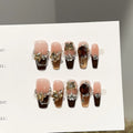 Press-On Nail Set Floral Embellished No Glue