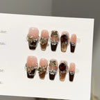 Press-On Nail Set Floral Embellished No Glue