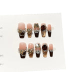 Press-On Nail Set Floral Embellished No Glue
