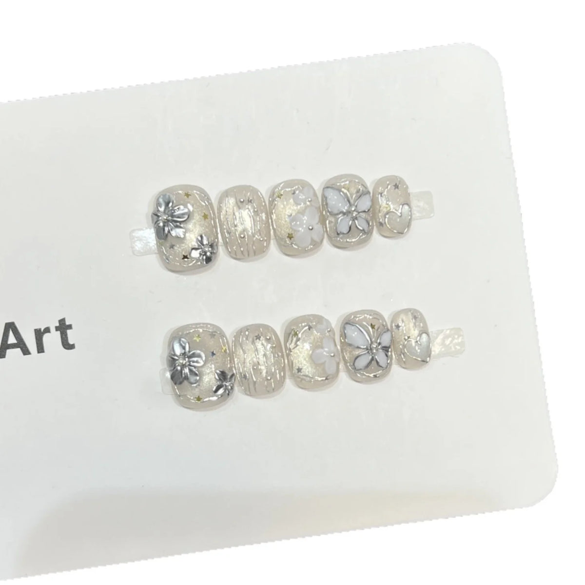 Press-On Nail Set Floral Embellished No-Glue & Comfortable Fit