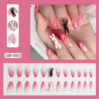 Press-On Nail Set Floral Embellished Peel-And-Stick Long-Lasting Wear