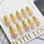 Press-On Nail Set Floral Embellished Peel-And-Stick Long-Lasting Wear