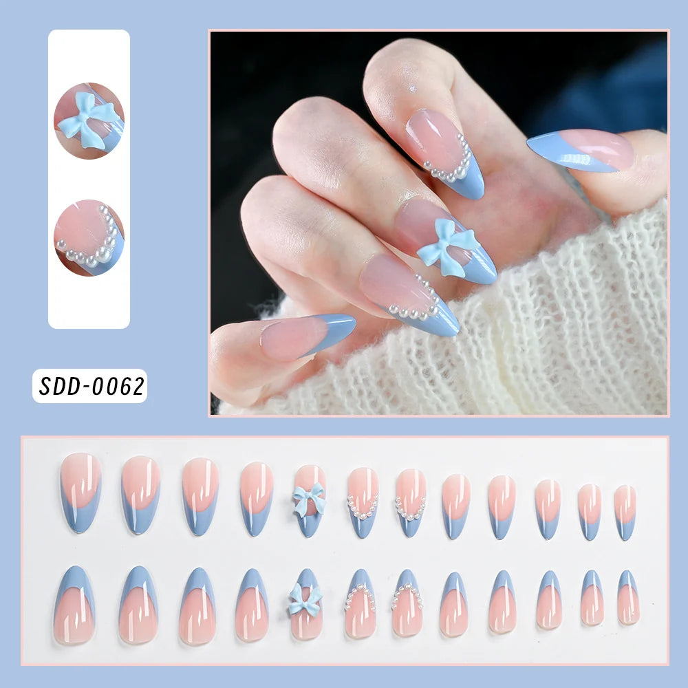 Press-On Nail Set Floral Embellished Peel-And-Stick Long-Lasting Wear