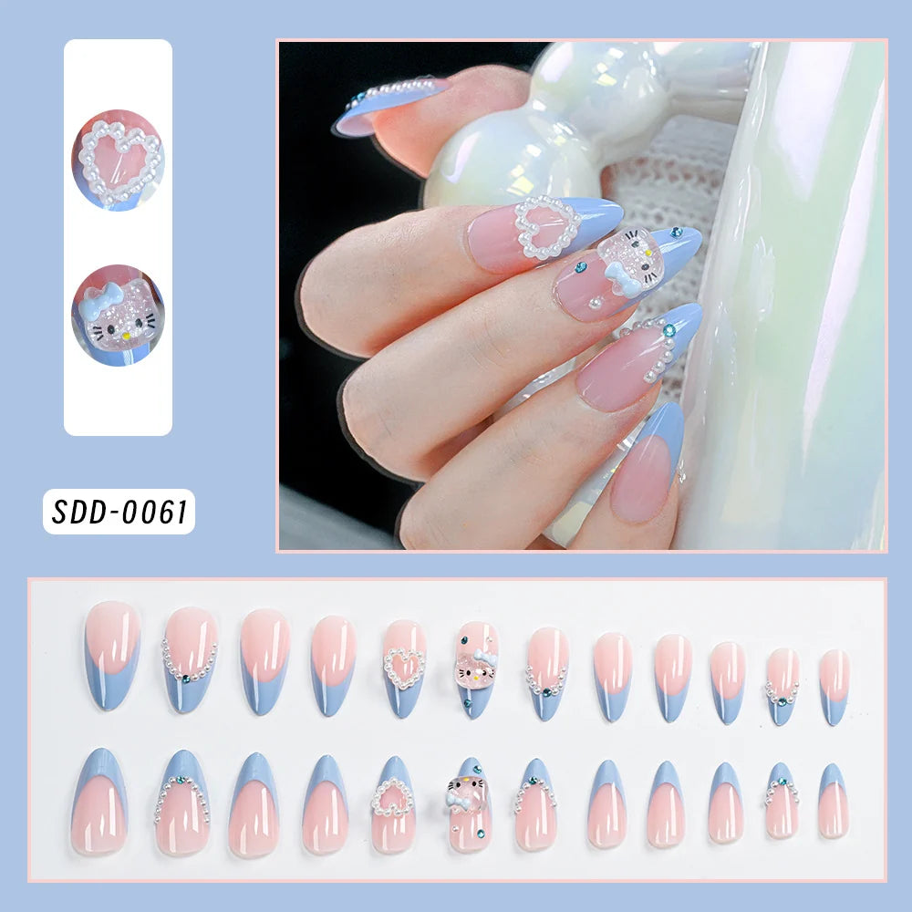 Press-On Nail Set Floral Embellished Peel-And-Stick Long-Lasting Wear