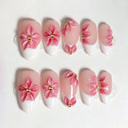 Press-On Nail Set Floral Embellished Peel & Stick