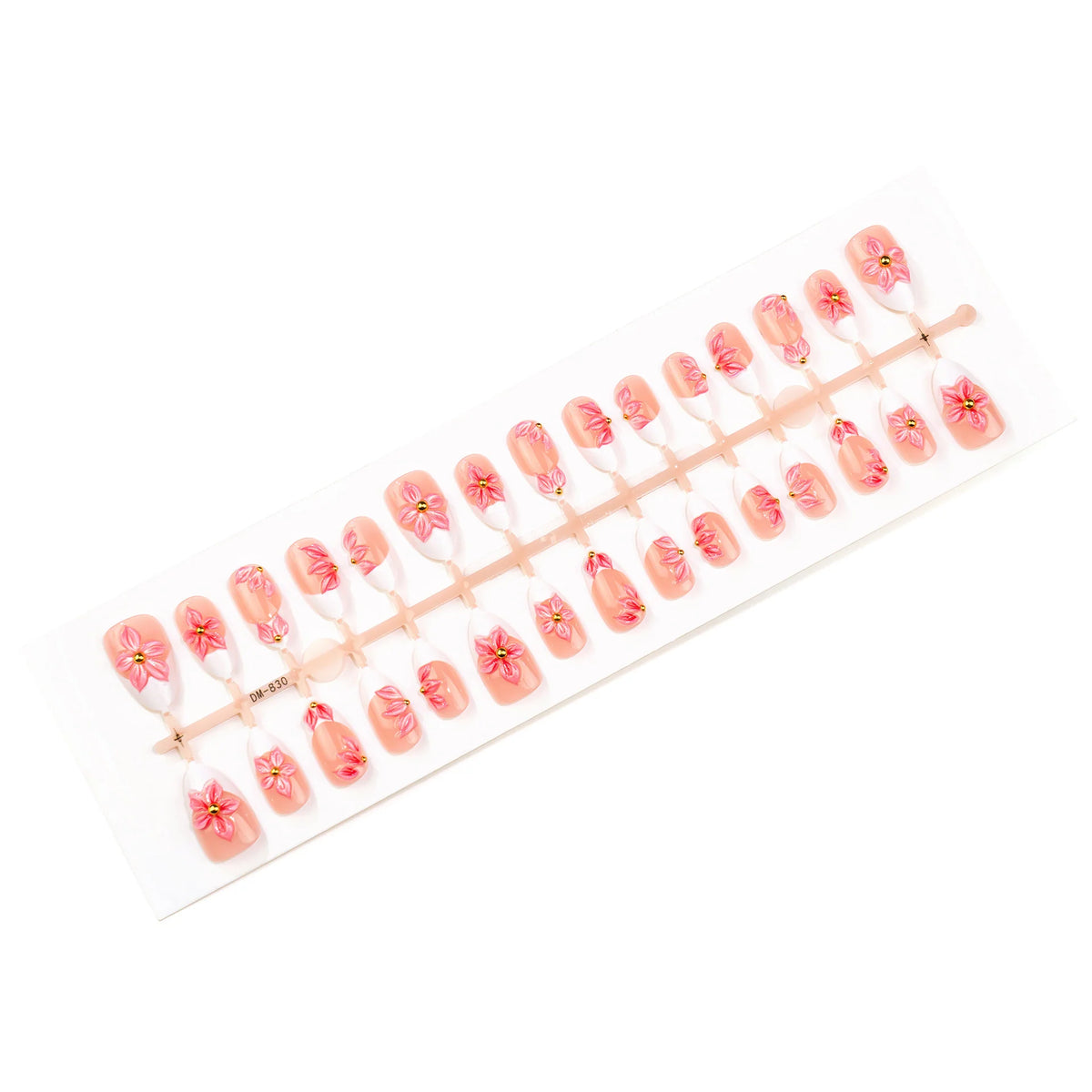 Press-On Nail Set Floral Embellished Peel & Stick