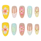 Press-On Nail Set Floral Embellished Peel & Stick Comfortable Fit