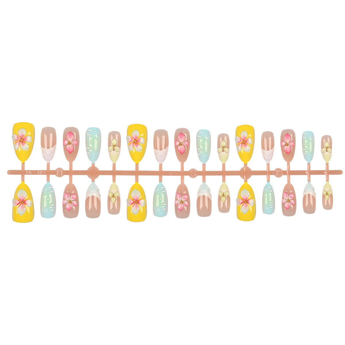 Press-On Nail Set Floral Embellished Peel & Stick Comfortable Fit