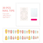 Press-On Nail Set Floral Embellished Peel & Stick Comfortable Fit