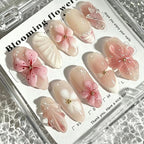 Press-On Nail Set Floral Embellished Pre-Glued Acrylic