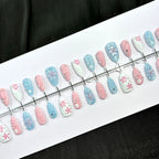 Press-On Nail Set Floral & Embellished Pre-Glued Long-Lasting