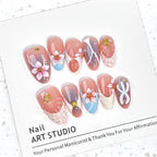 Press-On Nail Set Floral Embellished Quick Application