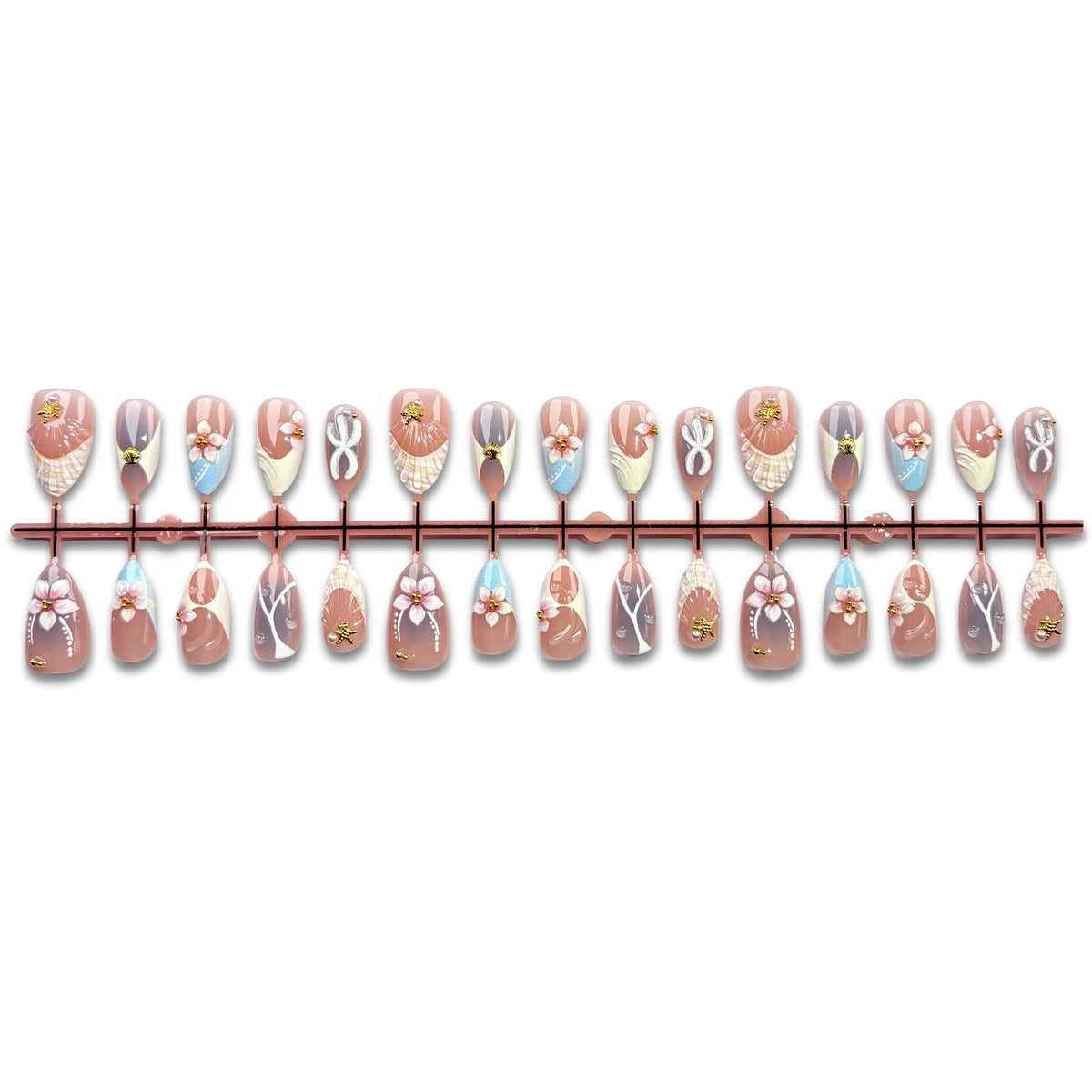 Press-On Nail Set Floral Embellished Quick Application