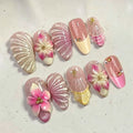 Press-On Nail Set Floral Embellished Quick Apply & Reusable