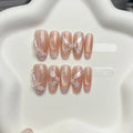 Press-On Nail Set Floral Embellished Reusable Adhesive-Backed