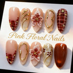 Press-On Nail Set Floral Embellished Reusable & Easy Application
