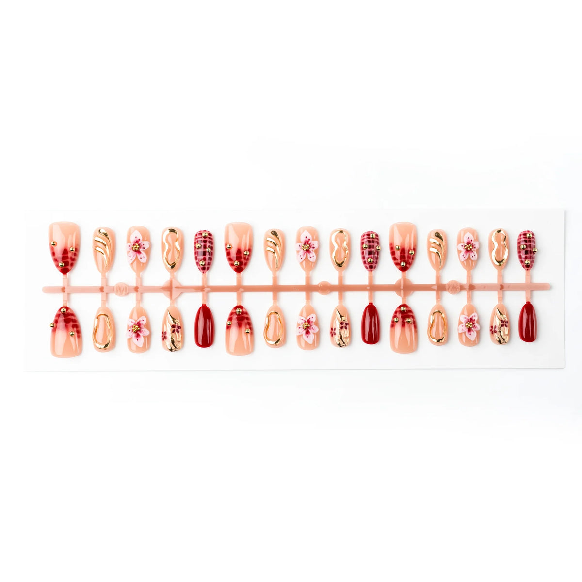Press-On Nail Set Floral Embellished Reusable & Easy Application