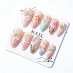 Press-On Nail Set Floral Embellished Reusable Multiple Sizes