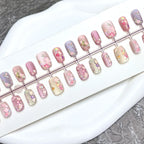 Press-On Nail Set Floral Embellished Reusable & Natural-Looking