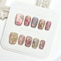 Press-On Nail Set Floral Embellished Reusable & Natural-Looking