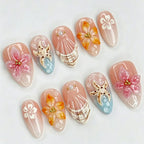 Press-On Nail Set Floral Embellished Reusable Peel-Off
